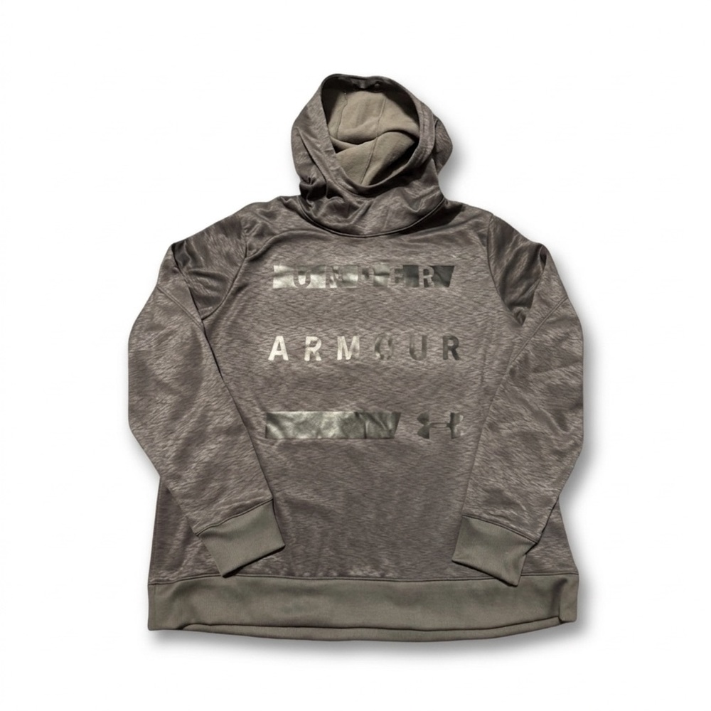 Under Armour Women's XXL ColdGear Hoodie Gray Heather Loose Fit Pullover Logo